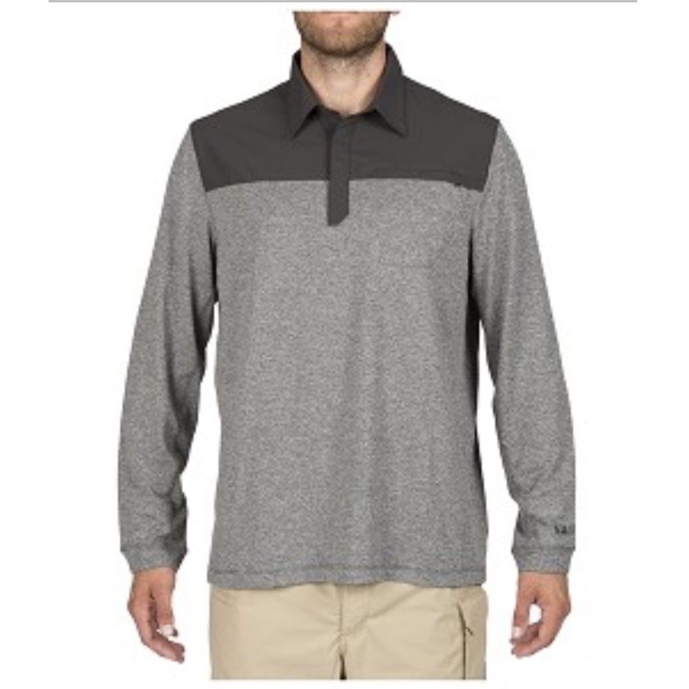 5.11 Tactical Rapid Long Sleeve Polo Gray Black Mens XXL Duty Performance Shirt